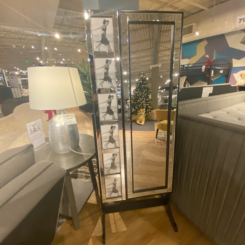 Elegant Black and Silver Full-Length Mirror by [Brand]